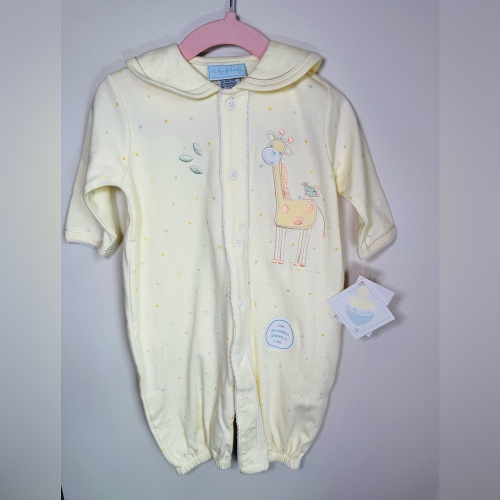 NWT Le Top Vintage Yellow Baby Romper Size 6M